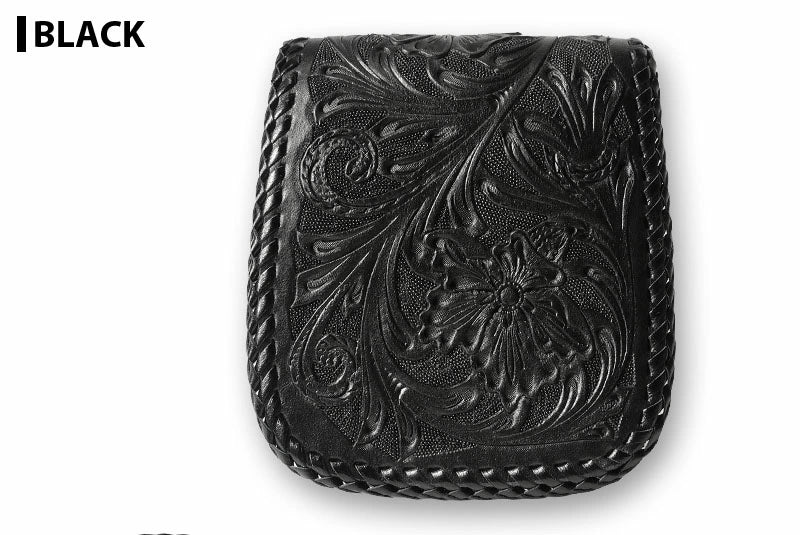 サムライクラフト ハーフウォレット N-1 黒染め シェリダンスタイルカービング ダブルステッチ