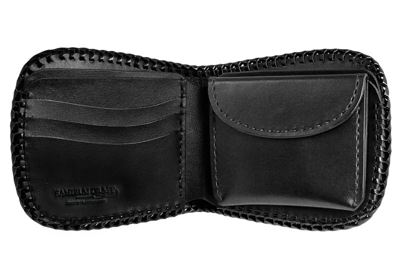 サムライクラフト ハーフウォレット N-1 黒染め シェリダンスタイルカービング ダブルステッチ