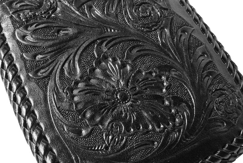 サムライクラフト ハーフウォレット N-1 黒染め シェリダンスタイルカービング ダブルステッチ