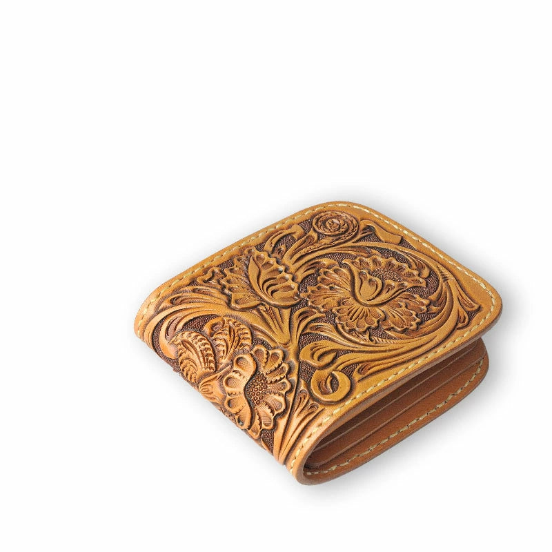 サムライクラフト ハーフウォレット N-1 ナチュラル サドルレザー シェリダンスタイルカービング タンニング加工