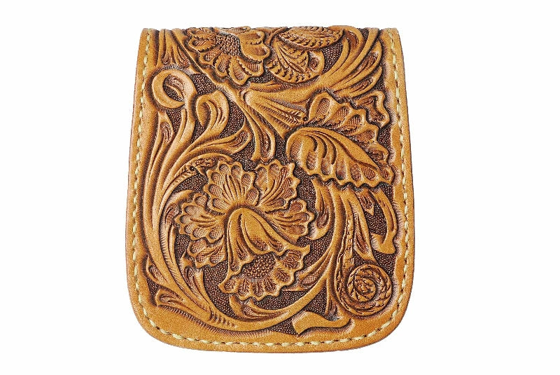 サムライクラフト ハーフウォレット N-1 ナチュラル サドルレザー シェリダンスタイルカービング タンニング加工