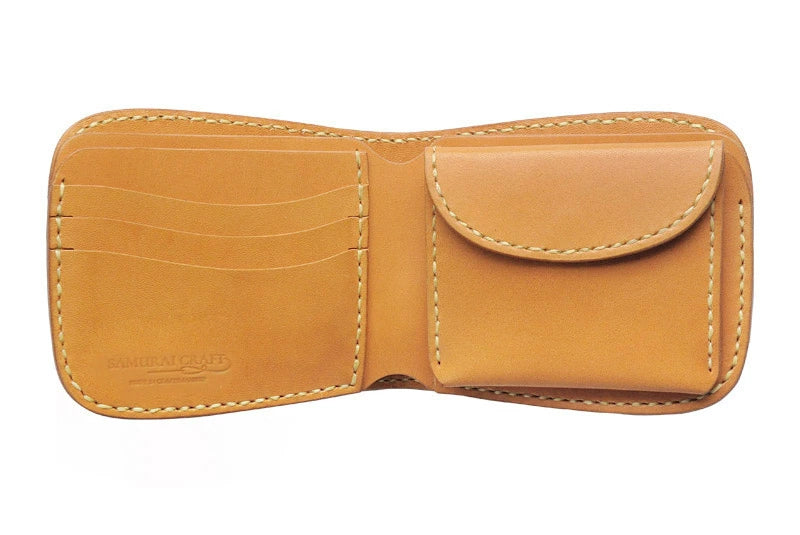 サムライクラフト ハーフウォレット N-1 ナチュラル サドルレザー シェリダンスタイルカービング タンニング加工