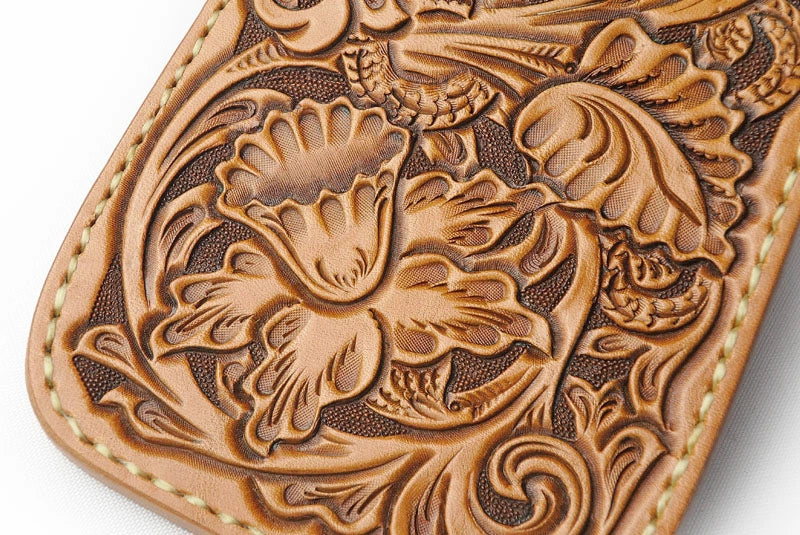 サムライクラフト ハーフウォレット N-1 ナチュラル サドルレザー シェリダンスタイルカービング タンニング加工