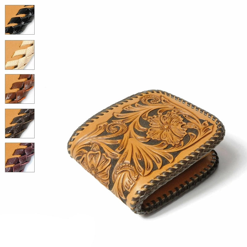 サムライクラフト ハーフウォレット N-1 シェリダンスタイルカービング ダブルステッチ タンニング加工