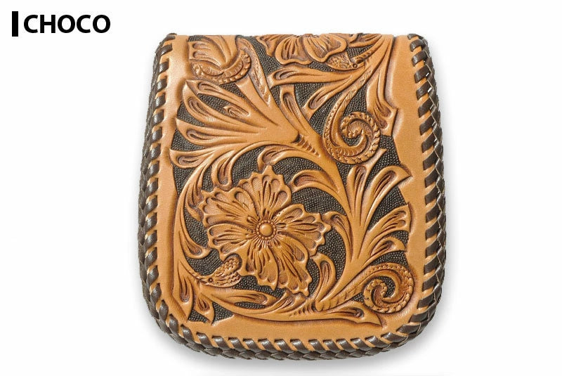 サムライクラフト ハーフウォレット N-1 シェリダンスタイルカービング ダブルステッチ タンニング加工