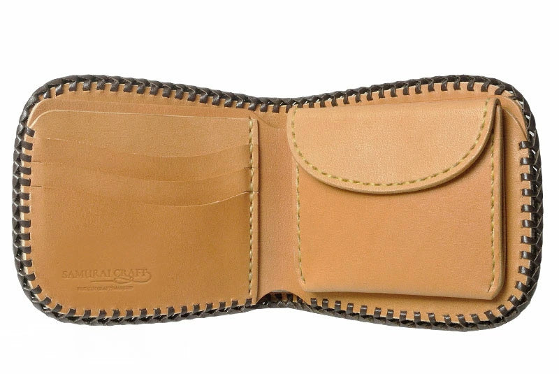 サムライクラフト ハーフウォレット N-1 シェリダンスタイルカービング ダブルステッチ タンニング加工