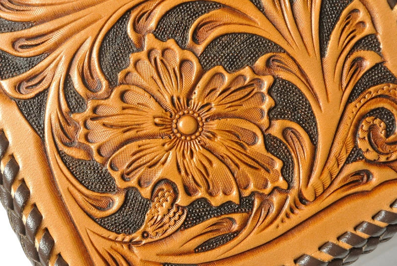 サムライクラフト ハーフウォレット N-1 シェリダンスタイルカービング ダブルステッチ タンニング加工