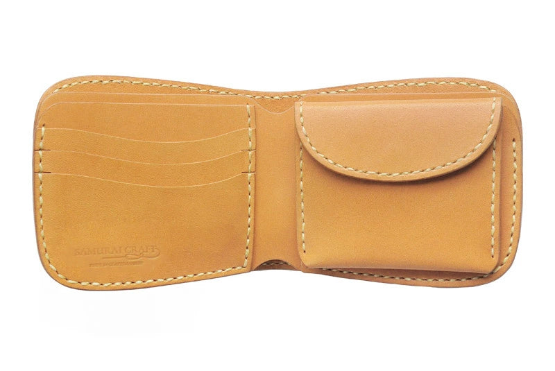 サムライクラフト ハーフウォレット N-1 ナチュラル サドルレザー シェリダンスタイルカービング タンニング