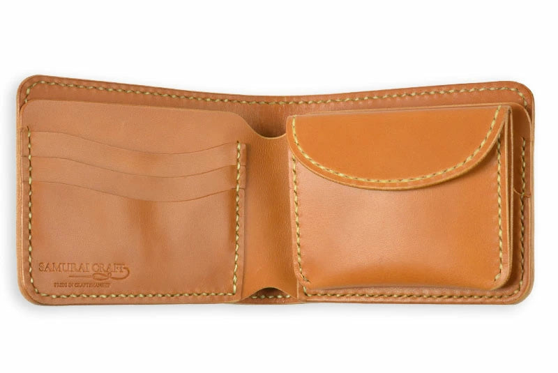 サムライクラフト ハーフウォレット N-1A バスケットウィーブスタンピング サドルレザー オイルレザー