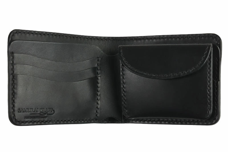 サムライクラフト ハーフウォレット N-1A バスケットウィーブスタンピング サドルレザー オイルレザー