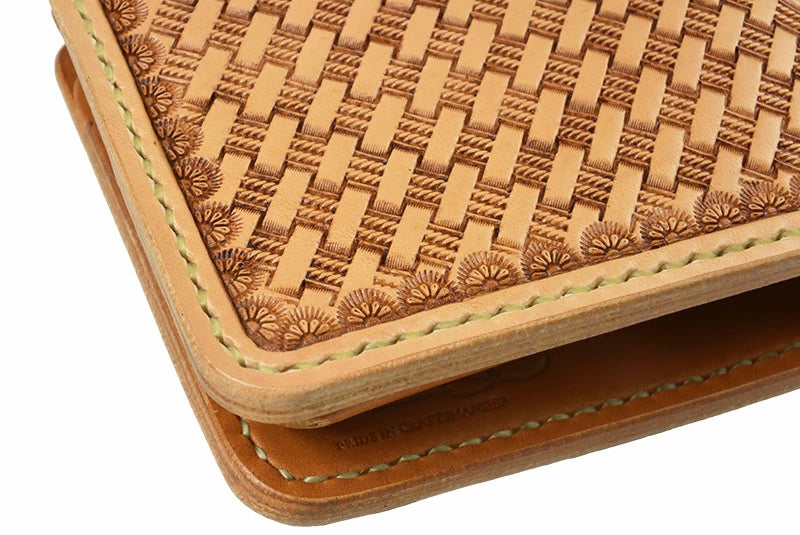 サムライクラフト ハーフウォレット N-1A バスケットウィーブスタンピング サドルレザー オイルレザー