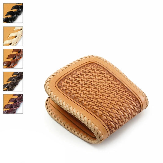 サムライクラフト ハーフウォレット N-1 バスケットウィーブスタンピング ダブルステッチ ナチュラル タンニング加工