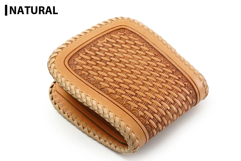 サムライクラフト ハーフウォレット N-1 バスケットウィーブスタンピング ダブルステッチ ナチュラル タンニング加工