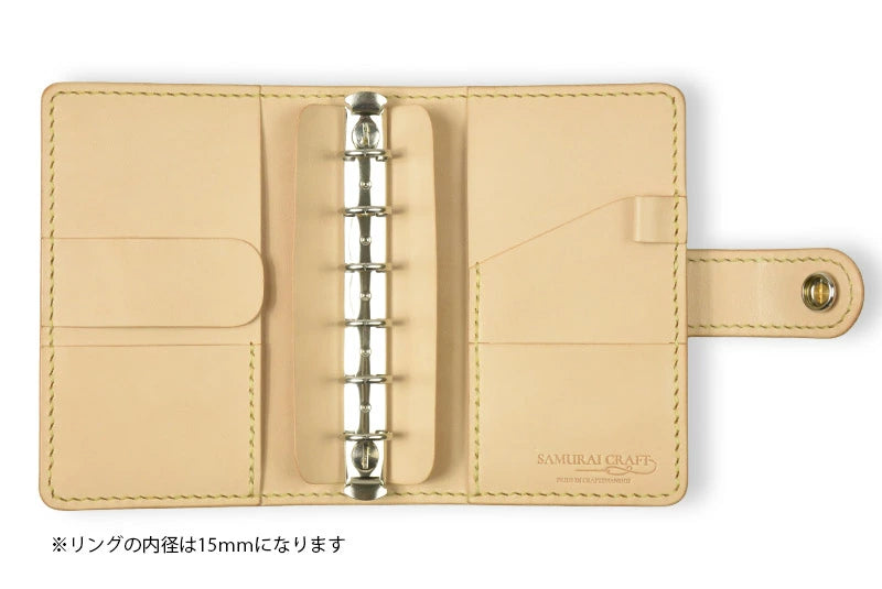サムライクラフト システム手帳カバー ミニ6穴 バインダー コンチョ付き サドルレザー オイルレザー