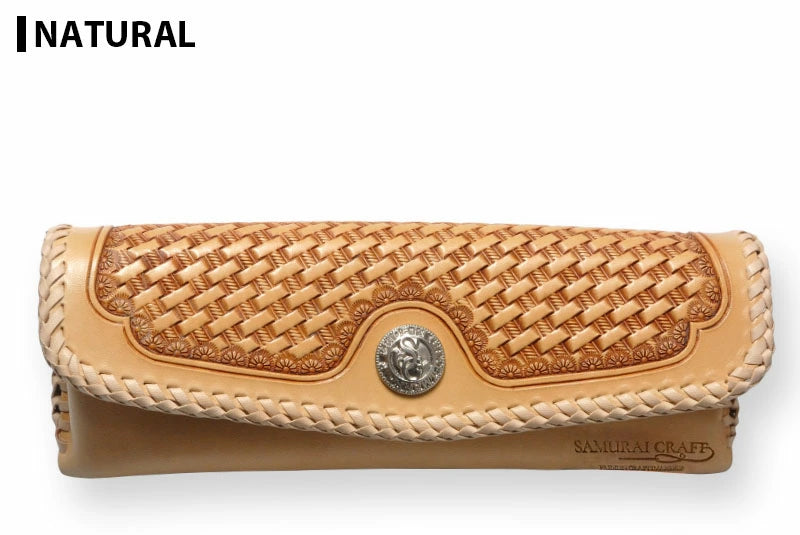 サムライクラフト フラップペンケース ペンケース 筆入れ ツーリングレザー バスケットウィーブスタンピング ダブルステッチ