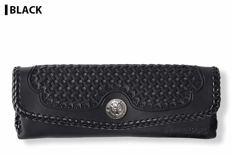 サムライクラフト フラップペンケース ペンケース 筆入れ ツーリングレザー バスケットウィーブスタンピング ダブルステッチ