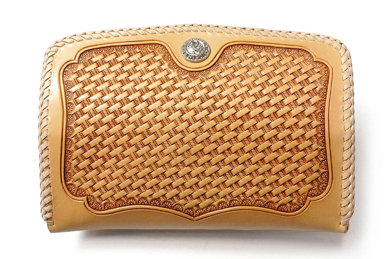 サムライクラフト フラップペンケース ペンケース 筆入れ ツーリングレザー バスケットウィーブスタンピング ダブルステッチ