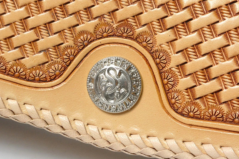 サムライクラフト フラップペンケース ペンケース 筆入れ ツーリングレザー バスケットウィーブスタンピング ダブルステッチ