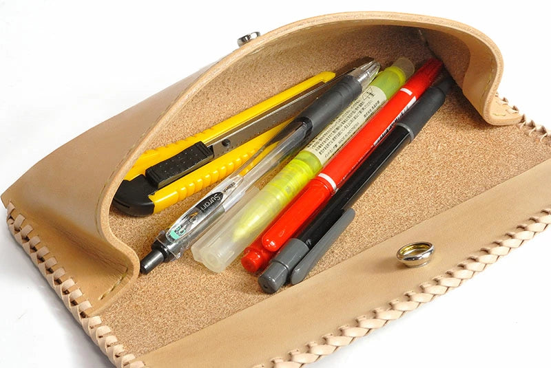 サムライクラフト フラップペンケース ペンケース 筆入れ ツーリングレザー バスケットウィーブスタンピング ダブルステッチ