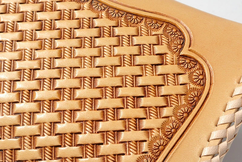 サムライクラフト フラップペンケース ペンケース 筆入れ ツーリングレザー バスケットウィーブスタンピング ダブルステッチ