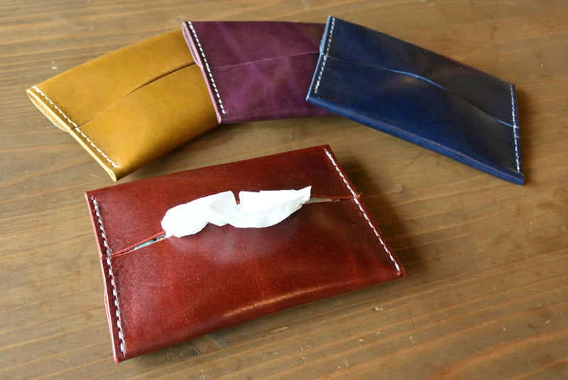 【サムライクラフト】 ポケットティッシュケース ルガトショルダー ハンドメイド ヌメ革 経年変化