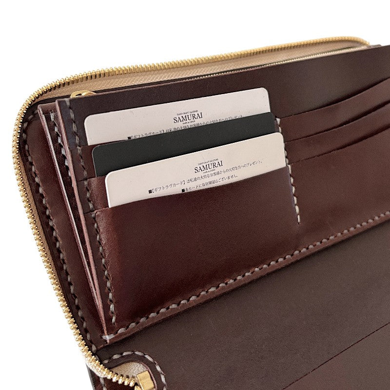サムライクラフト  オーガナイザー財布 エレファントレザー - ブラウン -