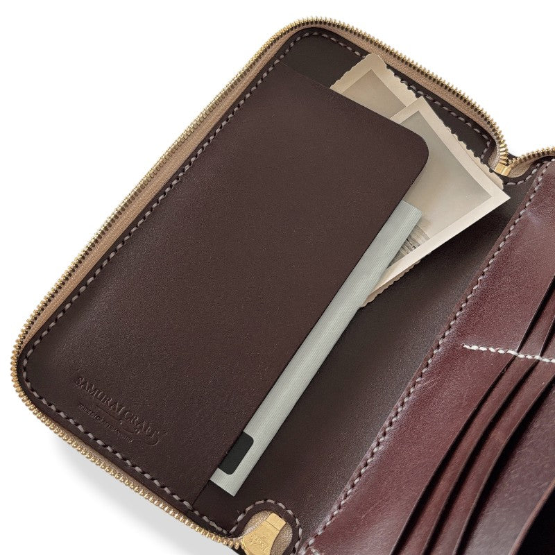 サムライクラフト  オーガナイザー財布 エレファントレザー - ブラウン -