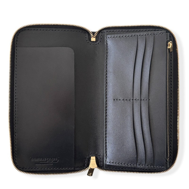 サムライクラフト  オーガナイザー財布 エレファントレザー - ブラック -