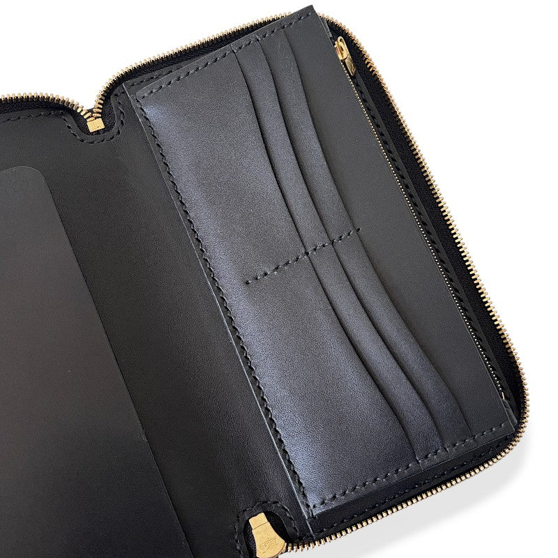 サムライクラフト  オーガナイザー財布 エレファントレザー - ブラック -