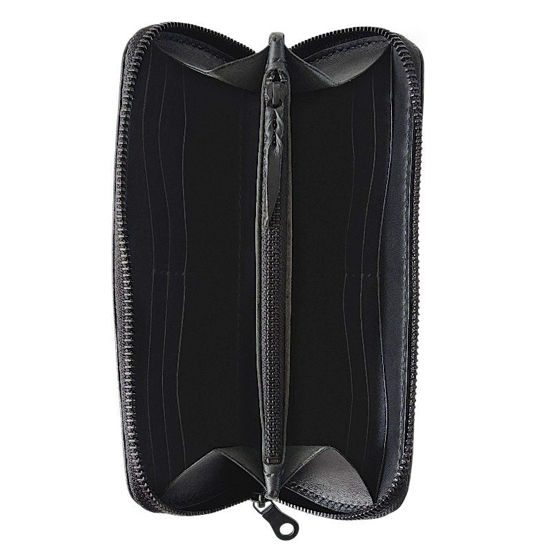 サムライクラフト シェリダンスタイルカービング ラウンドファスナーロングウォレット タイプ2 黒染 2点セット-Crafted for One-
