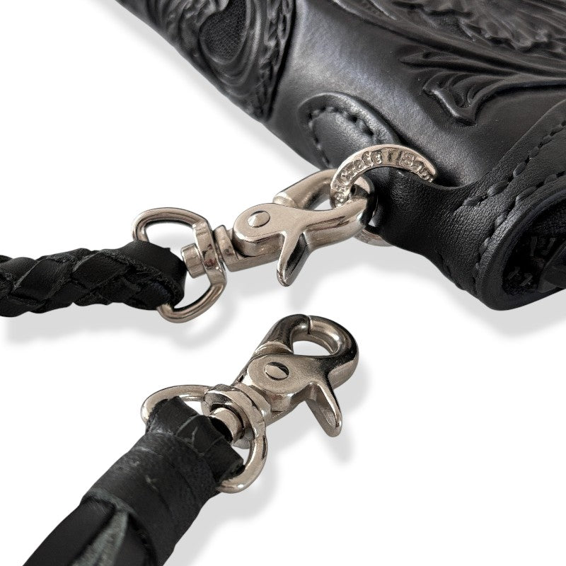 サムライクラフト シェリダンスタイルカービング ラウンドファスナーロングウォレット タイプ2 黒染 2点セット-Crafted for One-