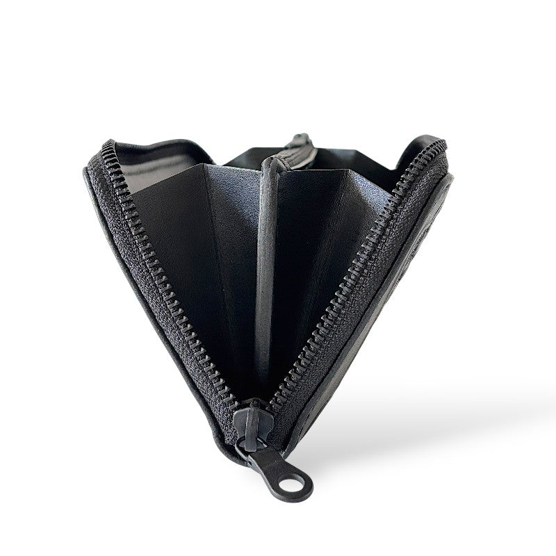 サムライクラフト シェリダンスタイルカービング ラウンドファスナーロングウォレット タイプ2 黒染 2点セット-Crafted for One-