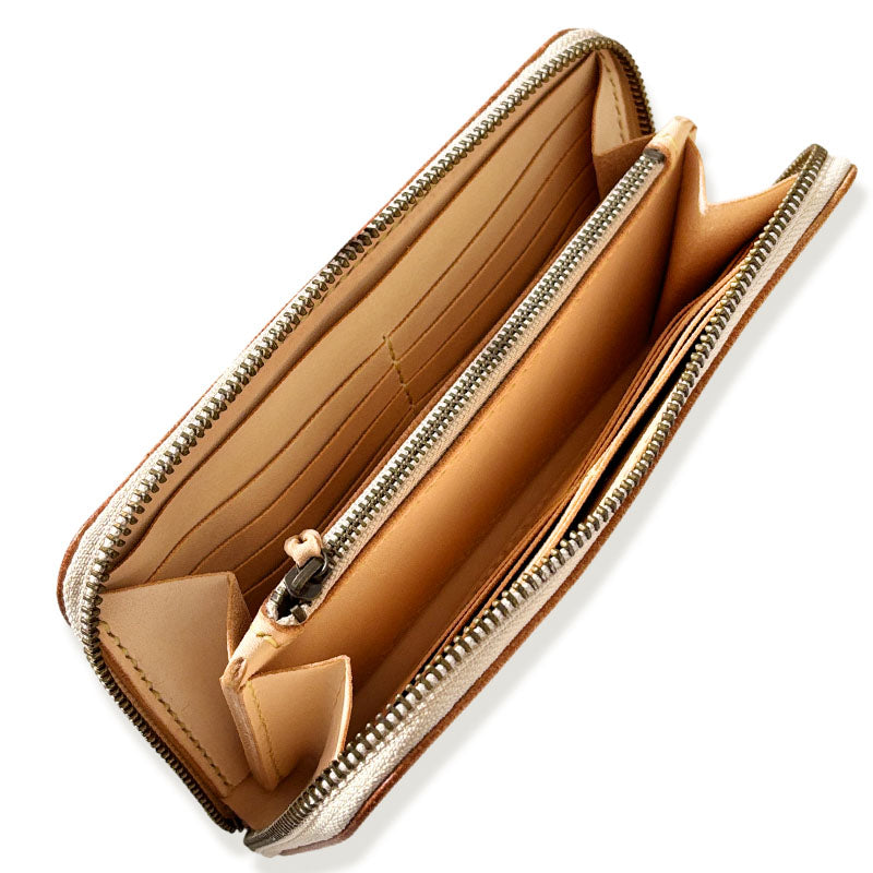 サムライクラフト ラウンドファスナー ロングウォレット タイプ1 サドルレザー ナチュラル