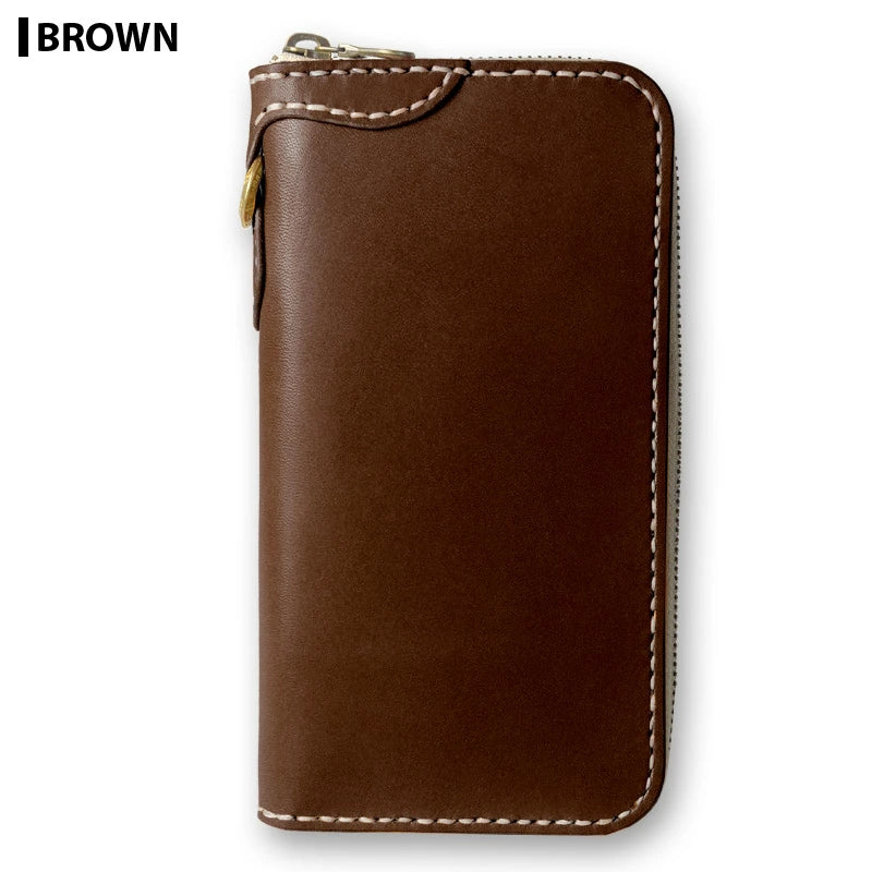 サムライクラフト ラウンドファスナー ロングウォレット タイプ1 サドルベーシック オイルレザー ウォレットチェーン対応