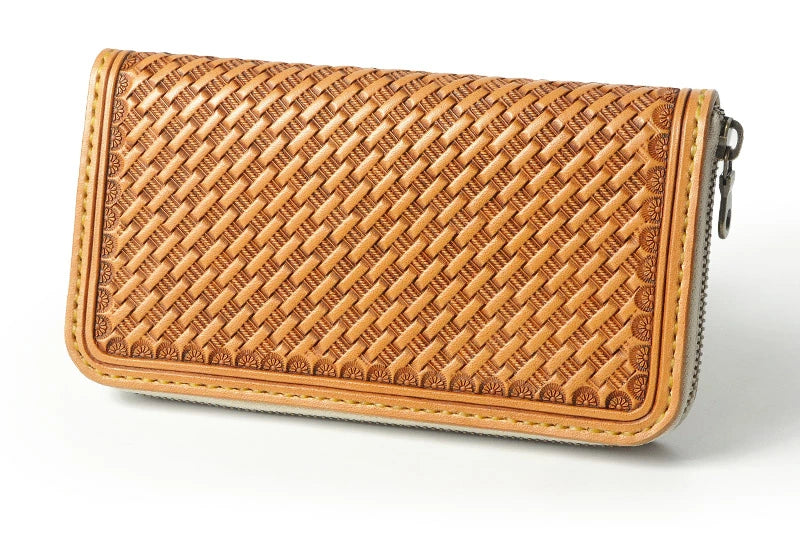 サムライクラフト ラウンドファスナー ロングウォレット タイプ1 バスケットウィーブスタンピング