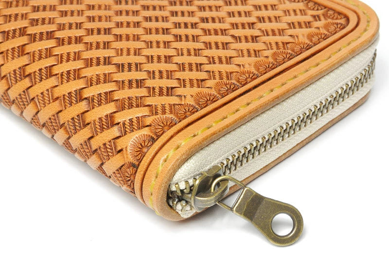 サムライクラフト ラウンドファスナー ロングウォレット タイプ1 バスケットウィーブスタンピング