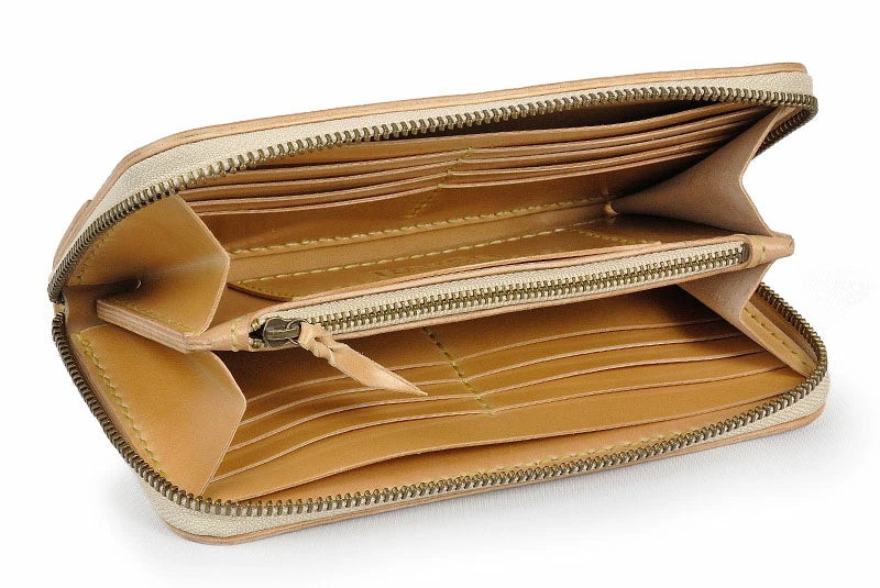 サムライクラフト ラウンドファスナー ロングウォレット タイプ1 コードバン ナチュラル ウォレットチェーン対応