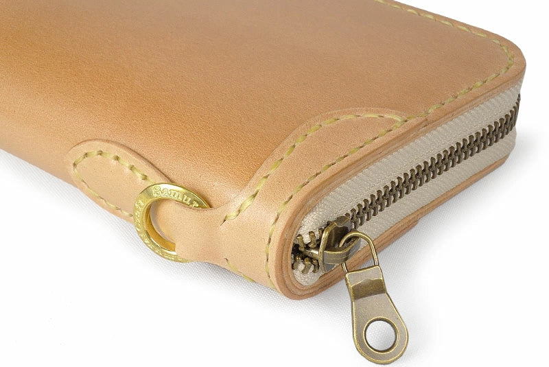 サムライクラフト ラウンドファスナー ロングウォレット タイプ1 コードバン ナチュラル ウォレットチェーン対応