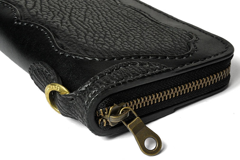 ラウンドファスナー ロングウォレット タイプ1  シャークスキン ダブルインレイ シャーク ウォレットチェーン対応