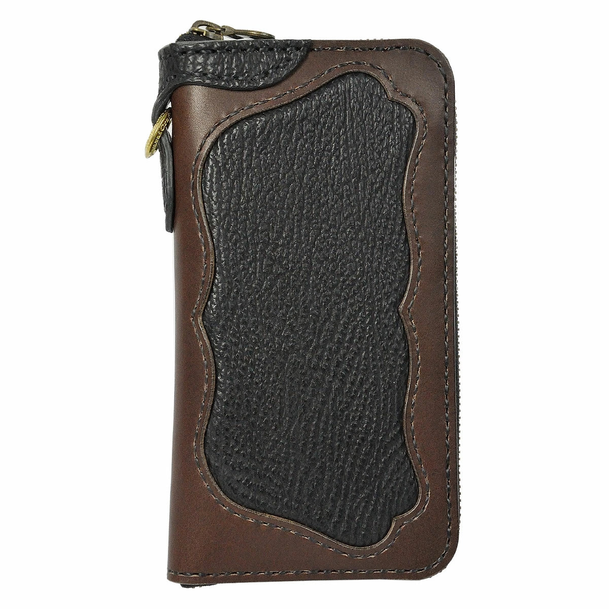 ラウンドファスナー ロングウォレット タイプ1  シャークスキン ダブルインレイ シャーク ウォレットチェーン対応