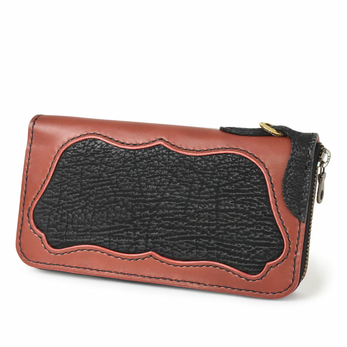 ラウンドファスナー ロングウォレット タイプ1  シャークスキン ダブルインレイ シャーク ウォレットチェーン対応