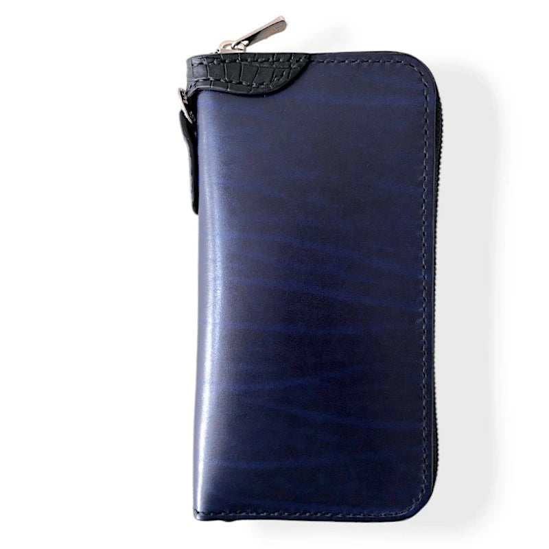 サムライクラフト ラウンドファスナー ロングウォレット タイプ1 　銀藍（ぎんらん）　輝茶（きちゃ）