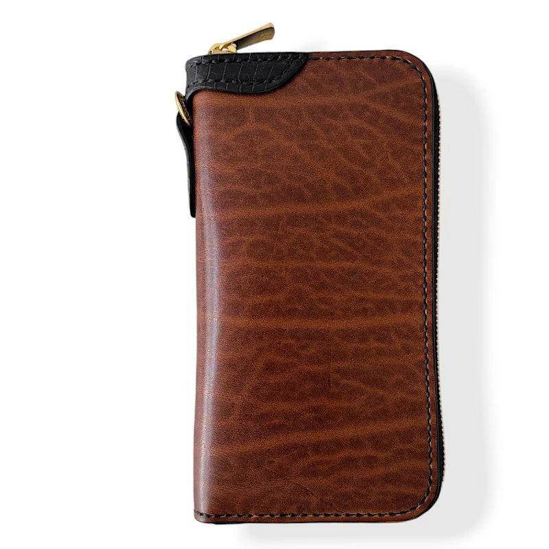 サムライクラフト ラウンドファスナー ロングウォレット タイプ1 　銀藍（ぎんらん）　輝茶（きちゃ）