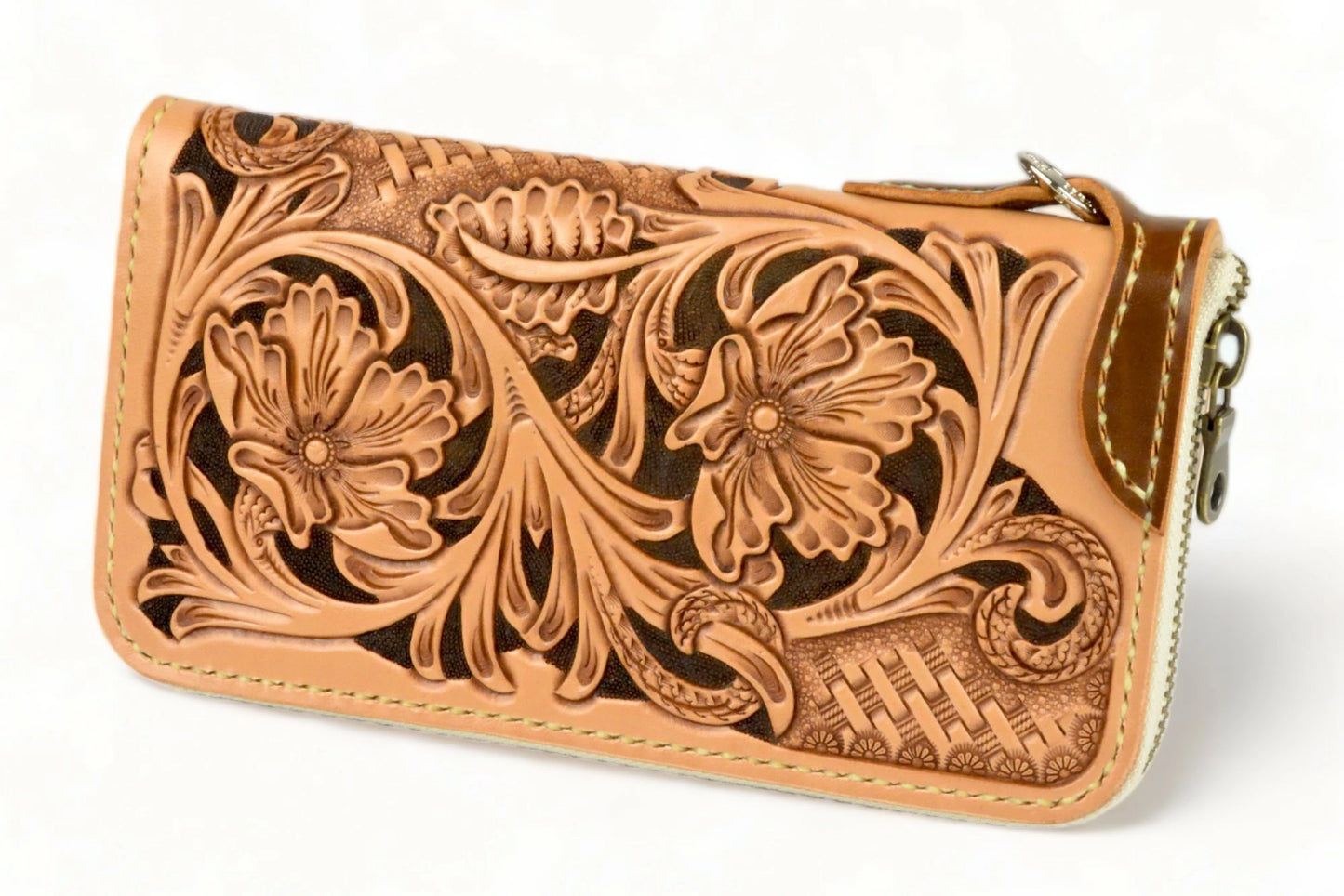 サムライクラフト ラウンドファスナー ロングウォレット タイプ1 シェリダンスタイルカービング ルガトショルダー バスケットウィーブ ルガト ウォレットチェーン対応