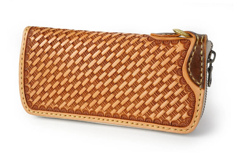 サムライクラフト ラウンドファスナー タイプ2 バスケットウィーブスタンピング タンニング加工 ルガトショルダー ウォレットチェーン対応