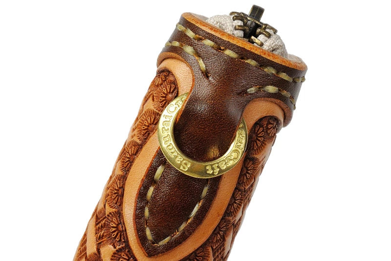 サムライクラフト ラウンドファスナー タイプ2 バスケットウィーブスタンピング タンニング加工 ルガトショルダー ウォレットチェーン対応