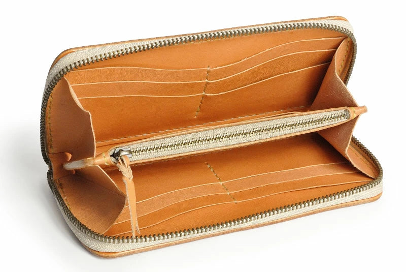 サムライクラフト ラウンドファスナー タイプ2 バスケットウィーブ スタンピング タンニング加工