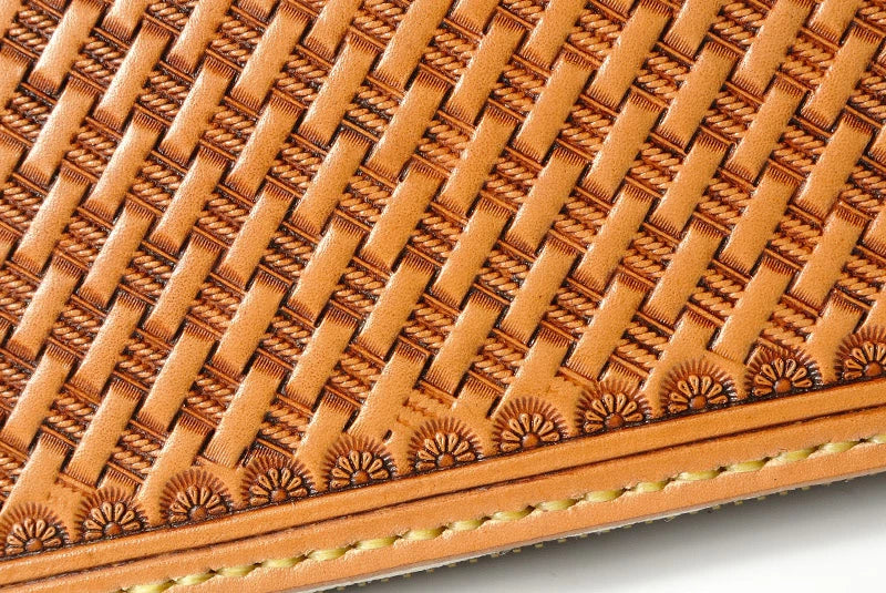 サムライクラフト ラウンドファスナー タイプ2 バスケットウィーブ スタンピング タンニング加工