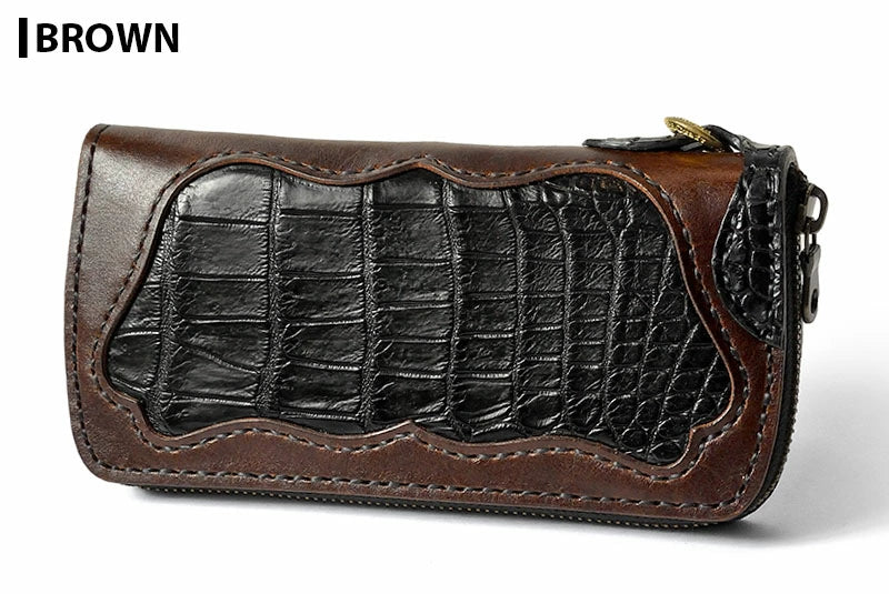 サムライクラフト ラウンドファスナー タイプ2 サドルレザー オイルレザー クロコダイル インレイ ウォレットチェーン対応