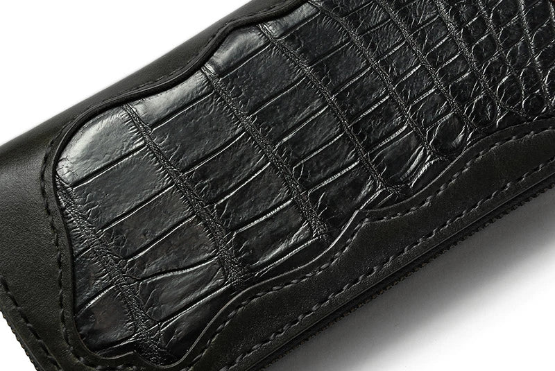 サムライクラフト ラウンドファスナー タイプ2 サドルレザー オイルレザー クロコダイル インレイ ウォレットチェーン対応